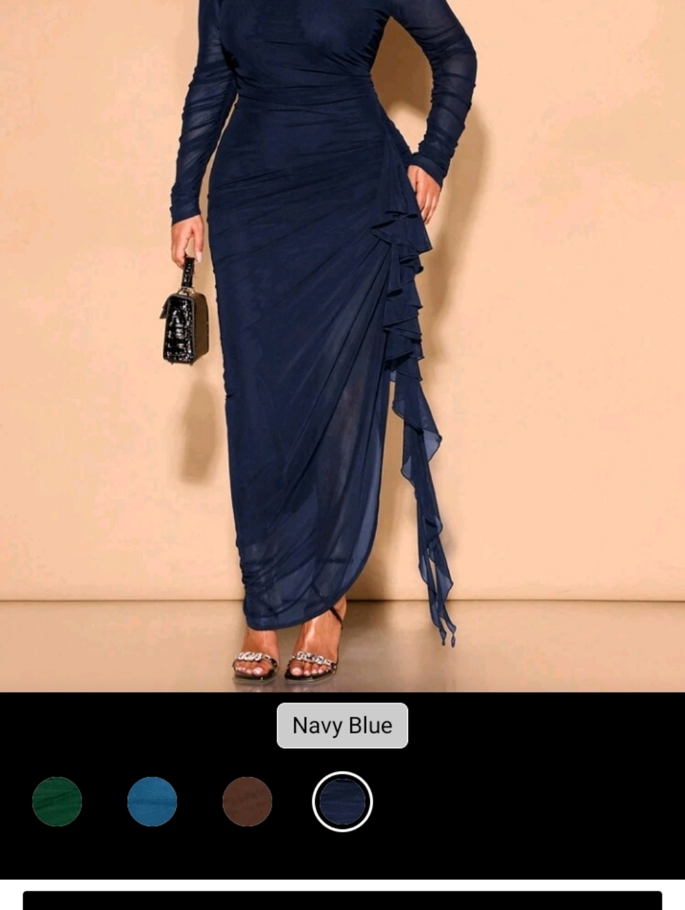 Women’s Navy Blue Draped Evening Dress